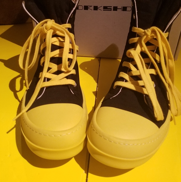 New Rick Owens DRKSHDW yellow black high Top lace up 41 - Picture 3 of 10